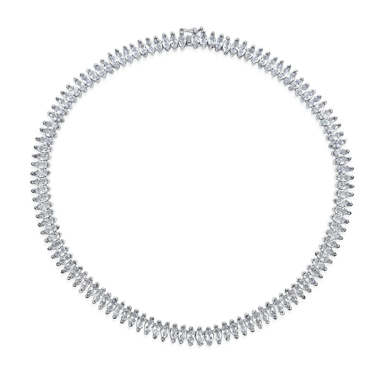 Vintage Art Deco Collar Necklace with Clear White Cubic Zirconia for Bridal Events