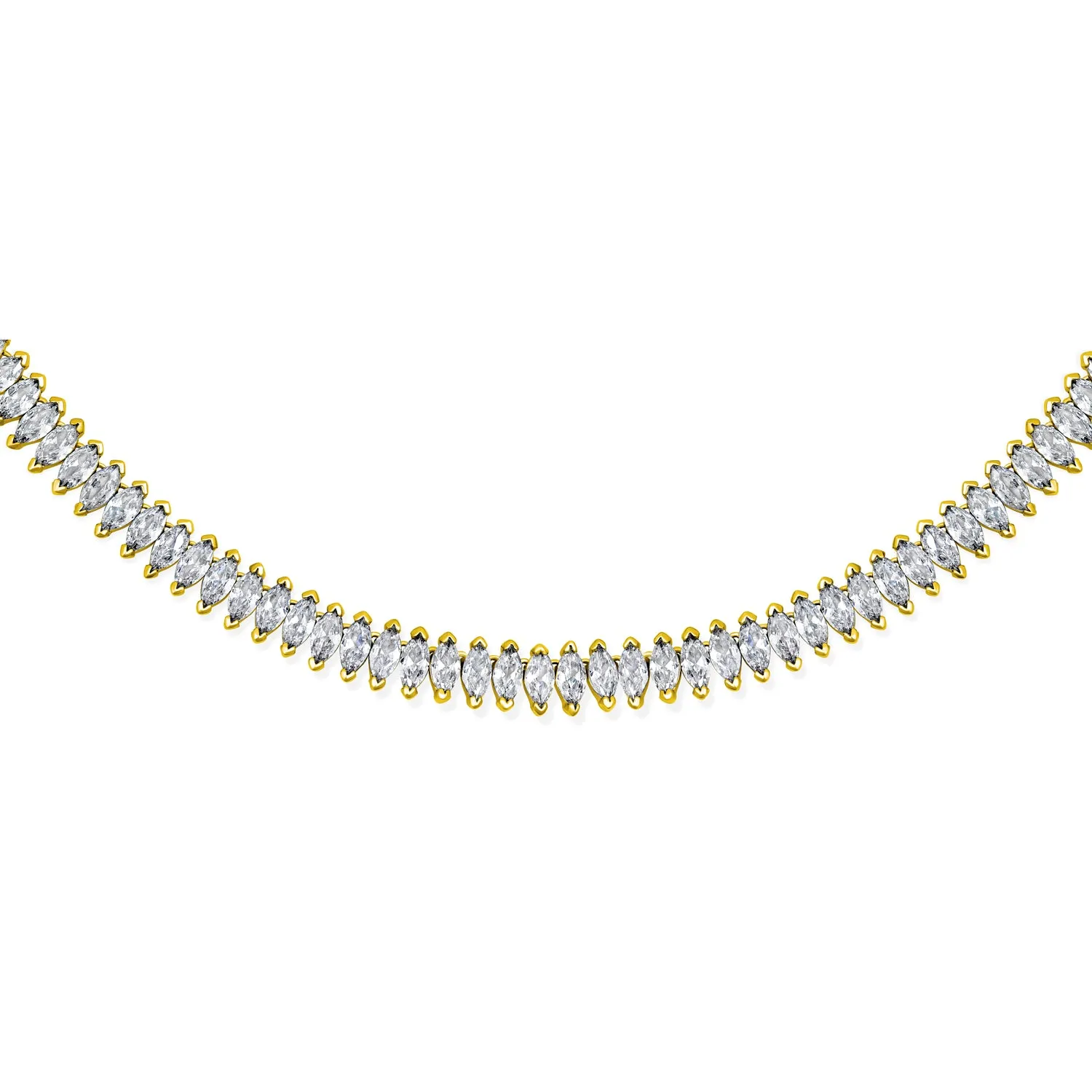 Vintage Art Deco Collar Necklace with Clear White Cubic Zirconia for Bridal Events
