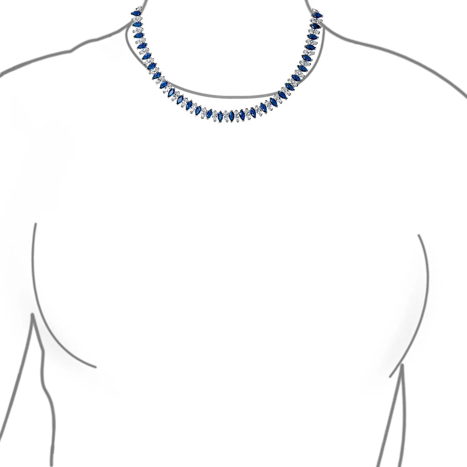 Vintage Art Deco Collar Necklace with Clear White Cubic Zirconia for Bridal Events