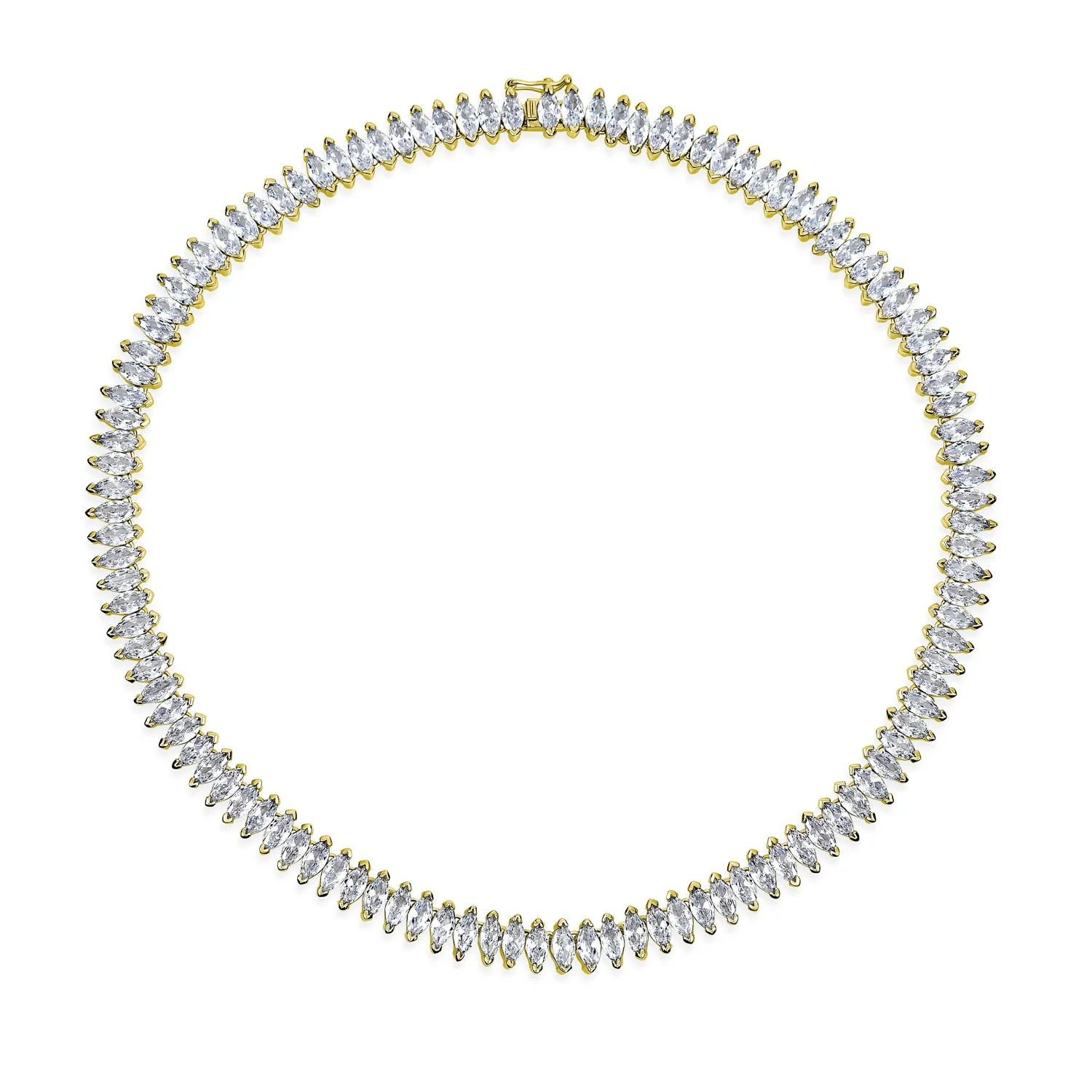 Vintage Art Deco Collar Necklace with Clear White Cubic Zirconia for Bridal Events