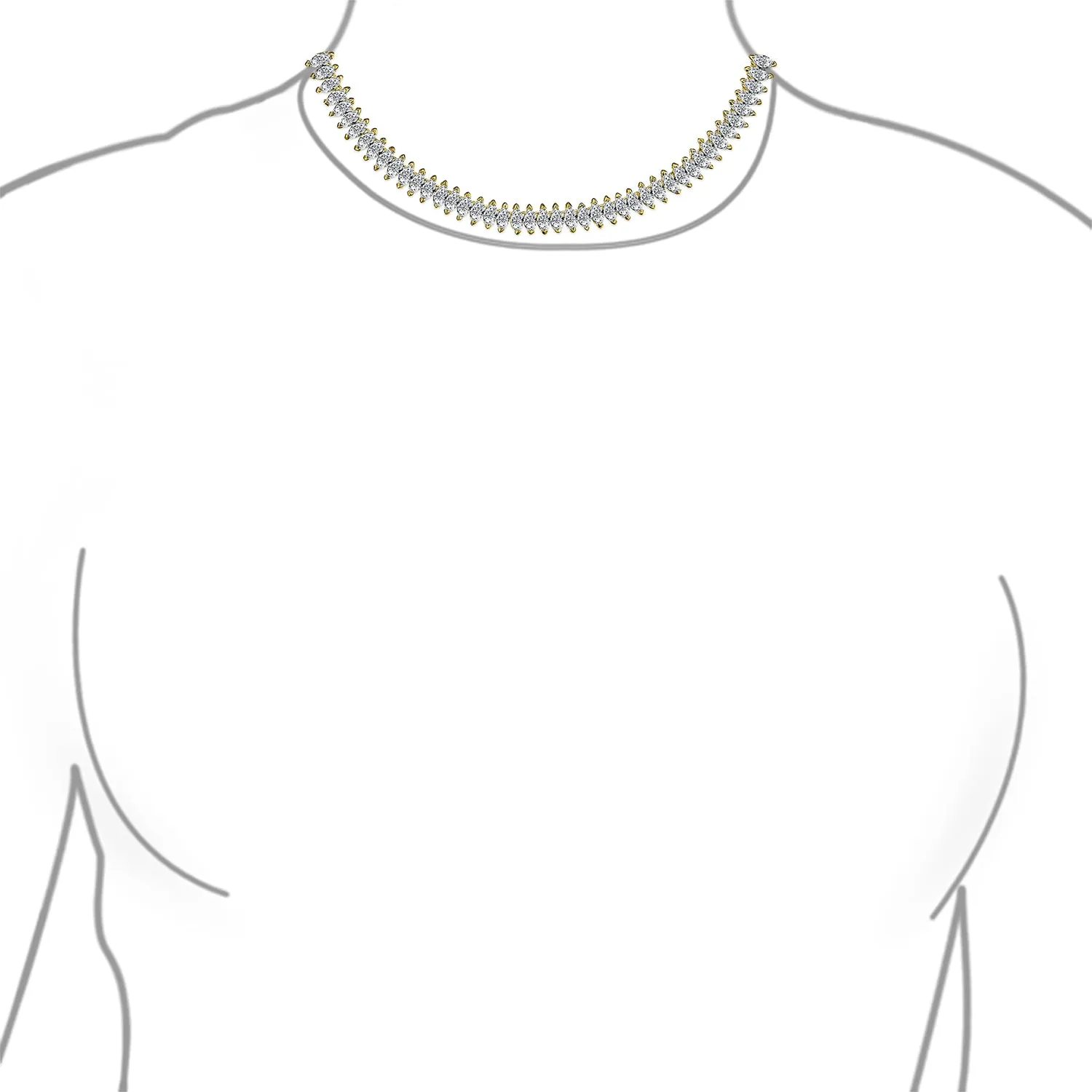 Vintage Art Deco Collar Necklace with Clear White Cubic Zirconia for Bridal Events