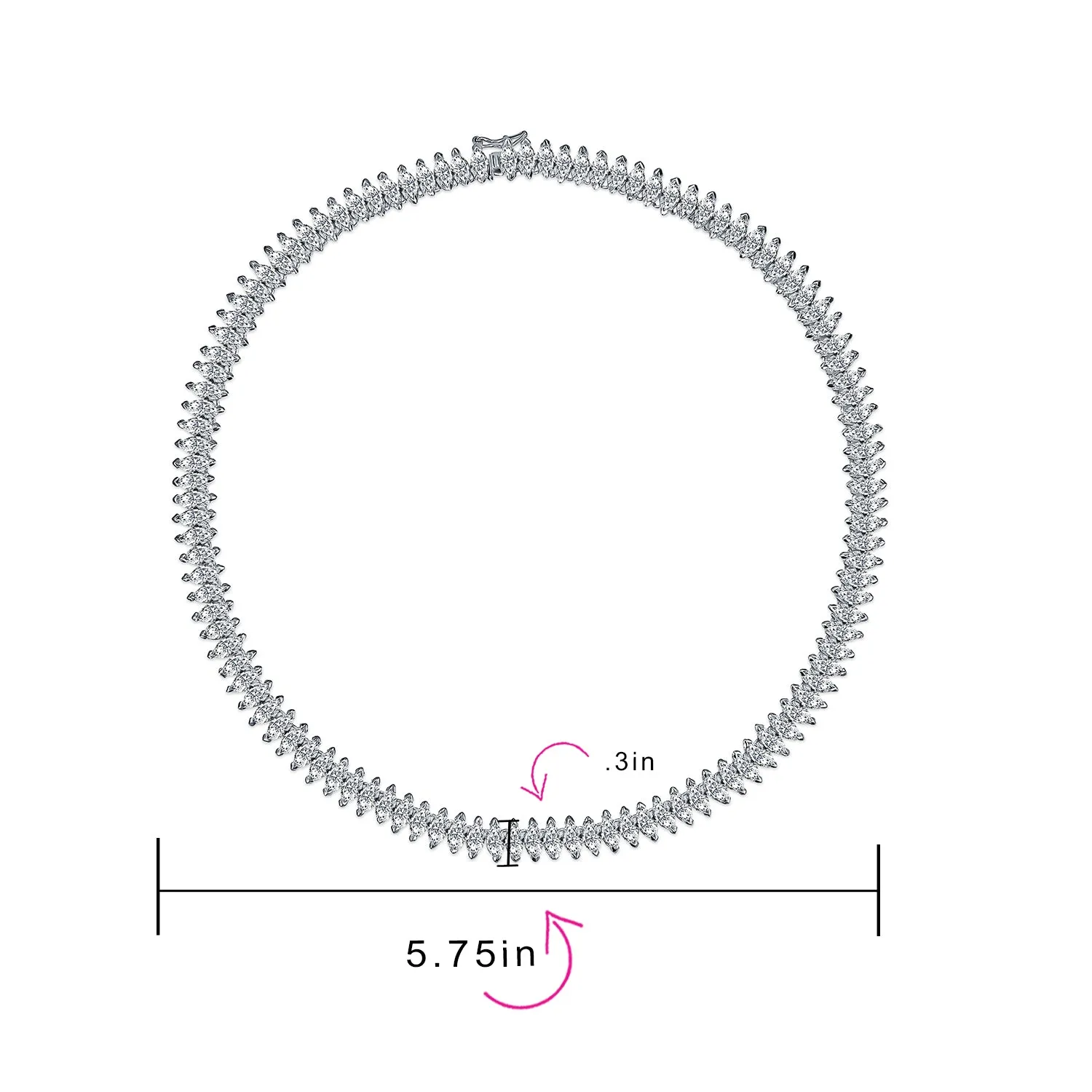 Vintage Art Deco Collar Necklace with Clear White Cubic Zirconia for Bridal Events