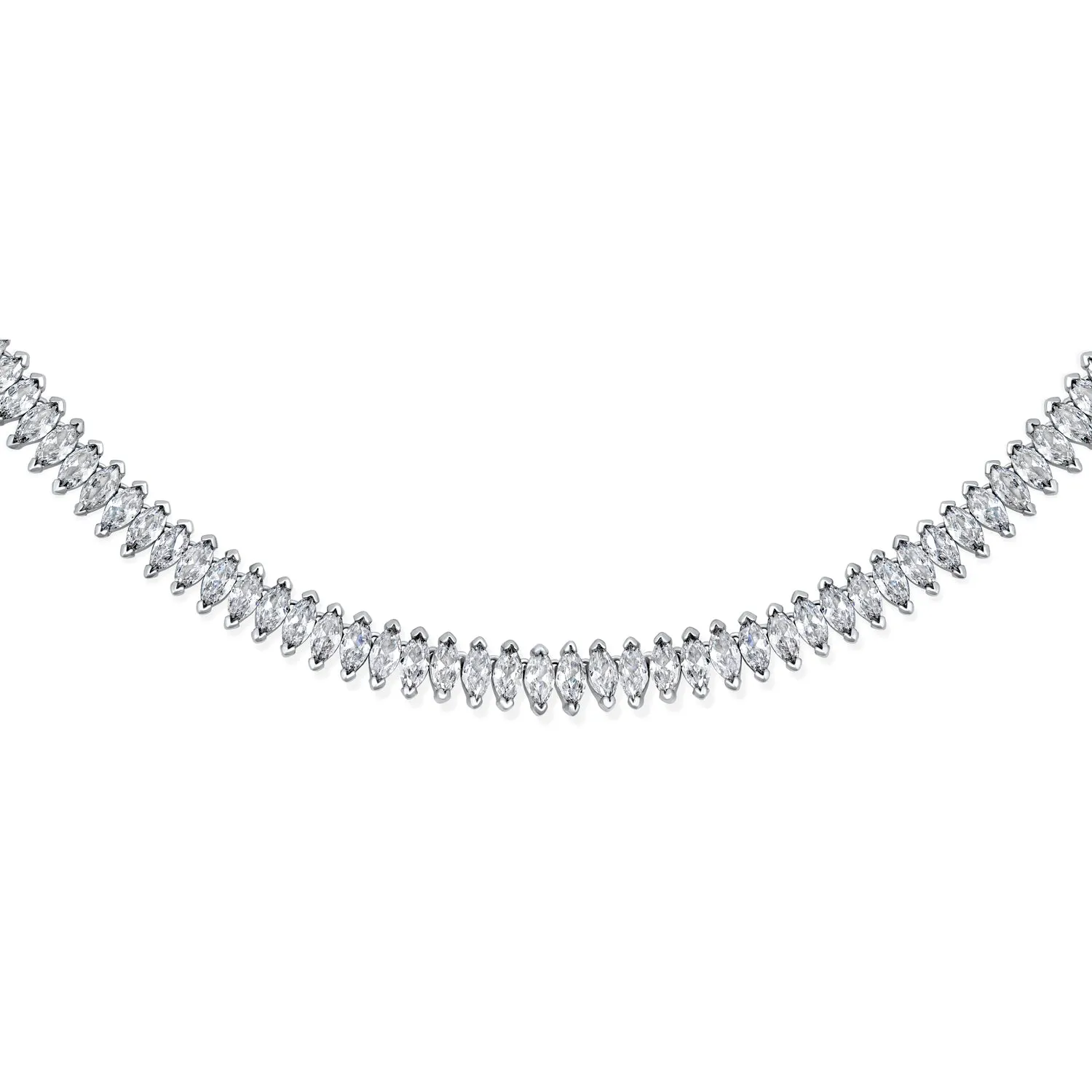 Vintage Art Deco Collar Necklace with Clear White Cubic Zirconia for Bridal Events