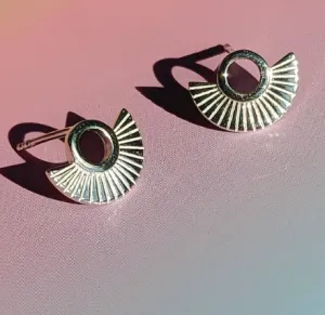 Vurchoo Art Silver Deco Fan Studs