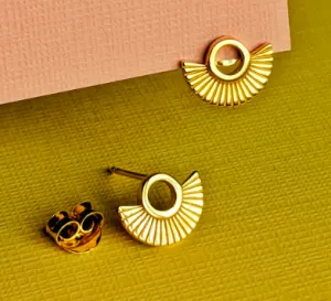 Vurchoo Gold Art Deco Fan Studs