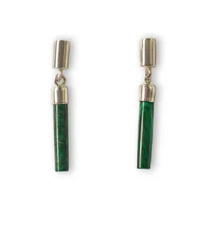 Vurchoo Malachite Green Drop Bar Sterling Silver Earrings