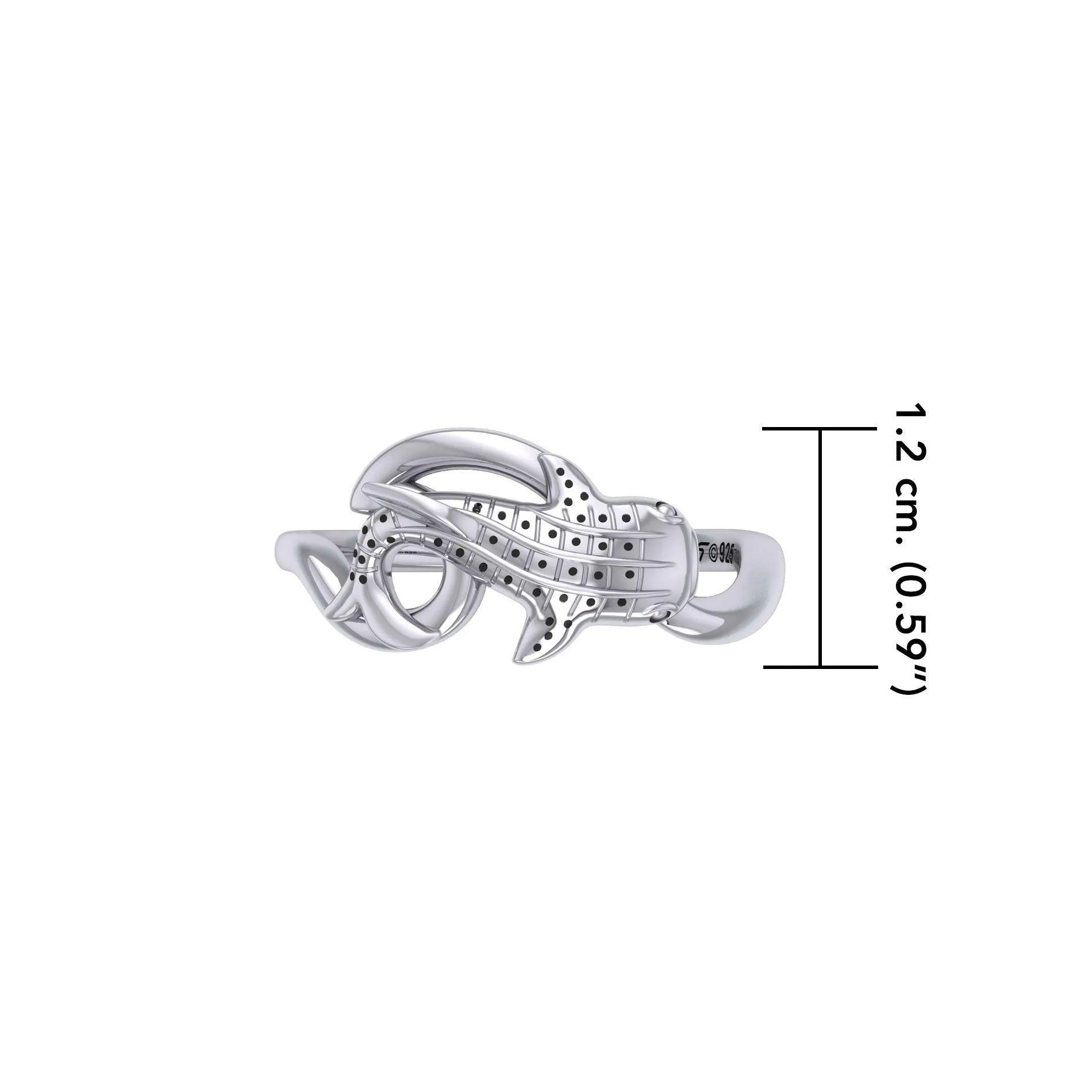 Whale Shark with Wave Sterling Silver Wrap Ring TRI2433