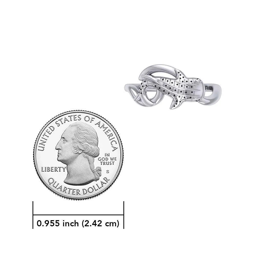 Whale Shark with Wave Sterling Silver Wrap Ring TRI2433