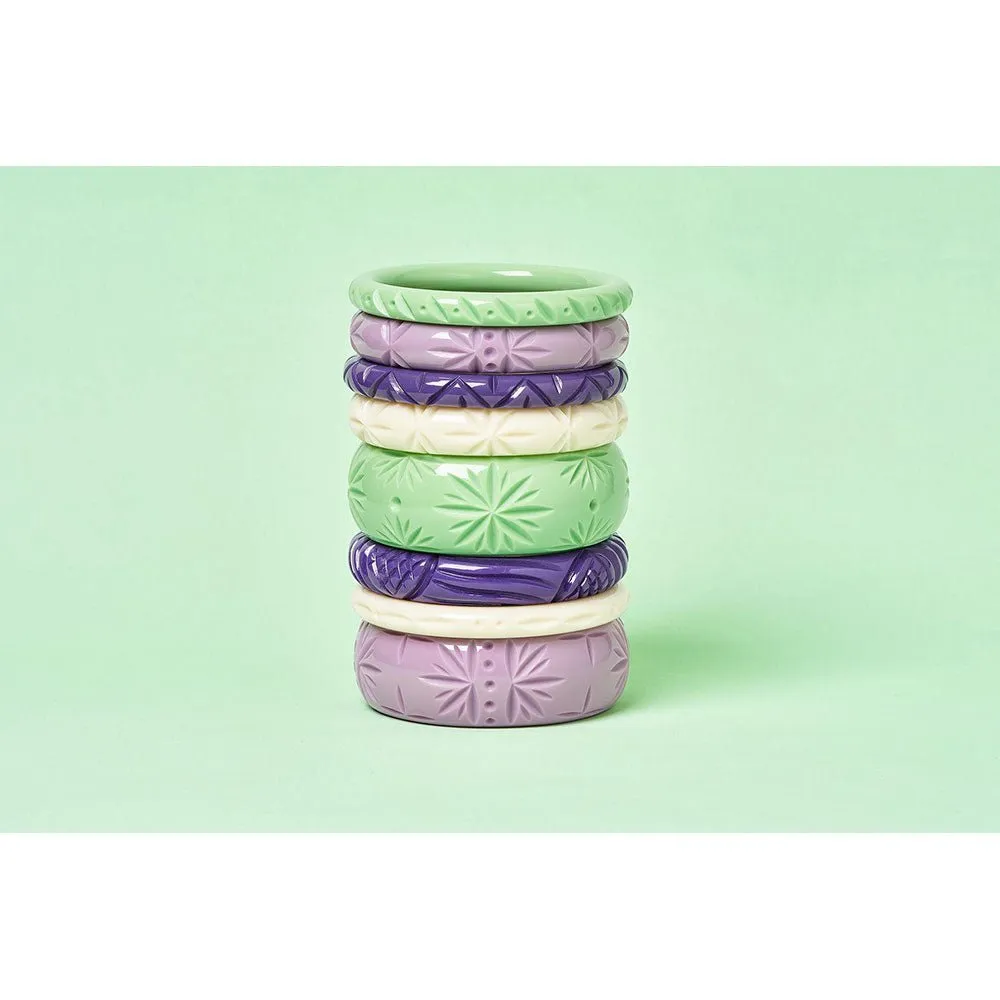 Wide Tea Heavy Carve Bangle by Splendette