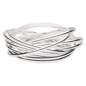 Womens Silver Plated Interlocking Bangles Bracelet