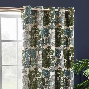 Woodlands Room Darkening Eyelet Curtains Green