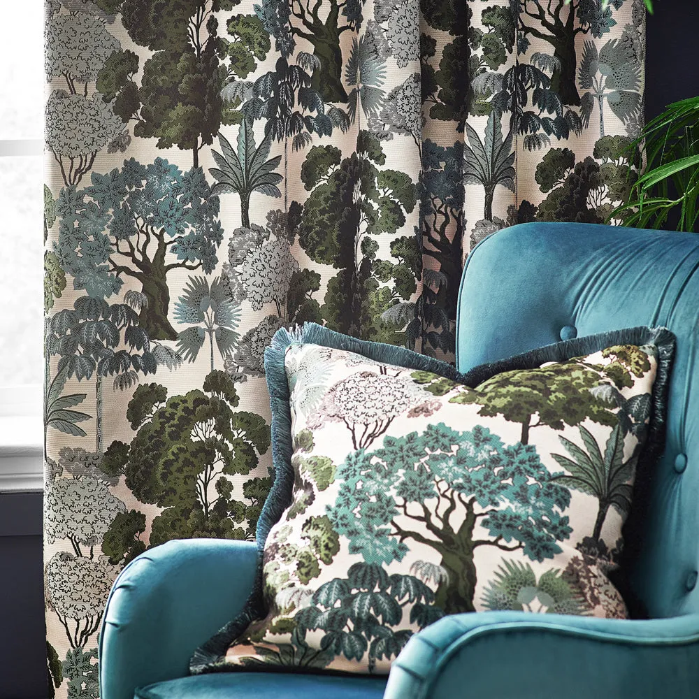 Woodlands Room Darkening Eyelet Curtains Green