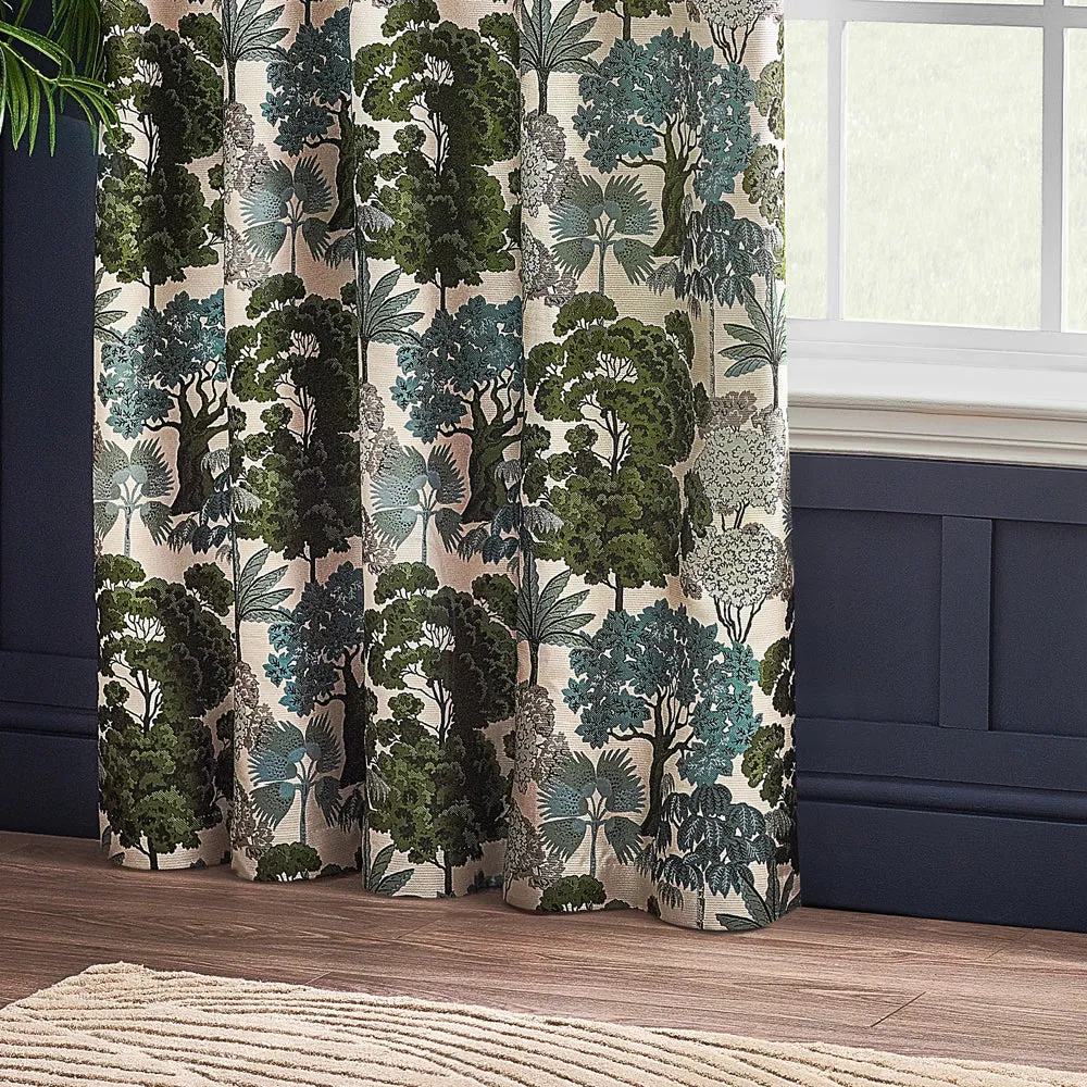 Woodlands Room Darkening Eyelet Curtains Green
