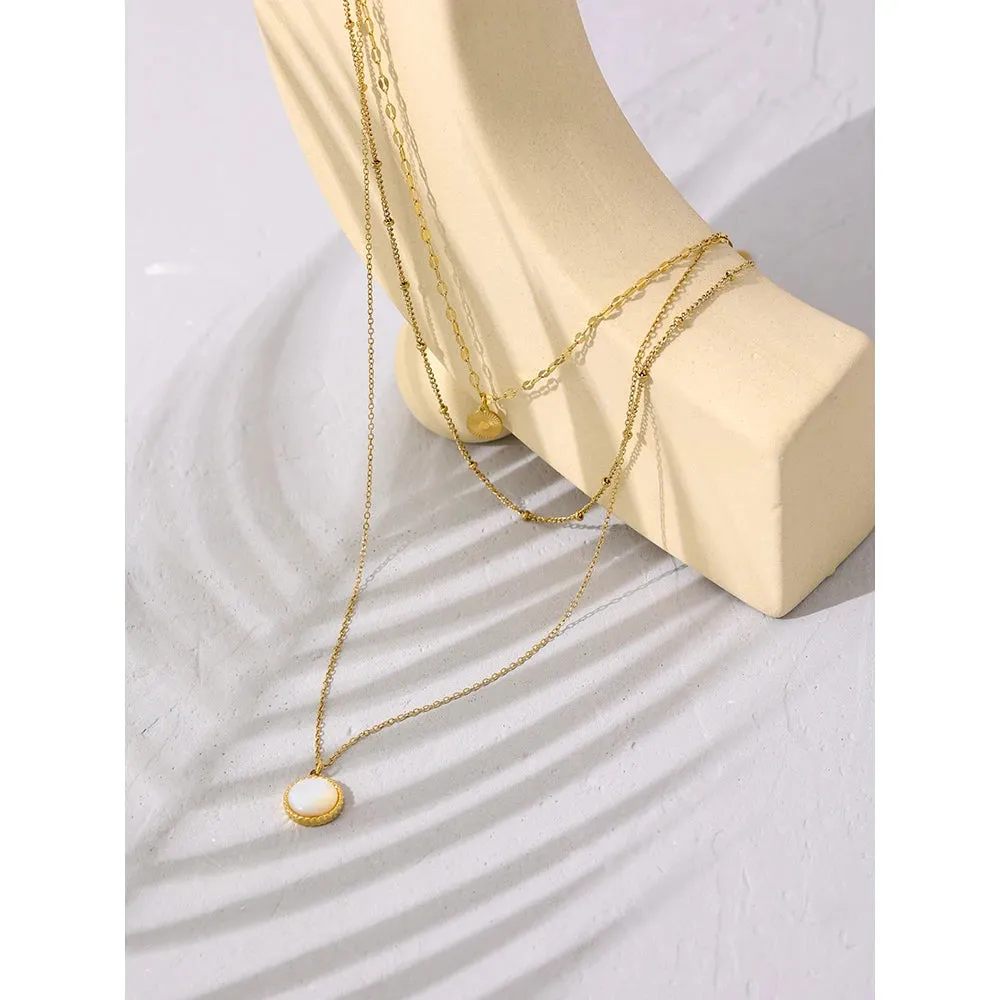 Yhpup Bohemian Round Pendant Stainless Steel Necklace for Women
