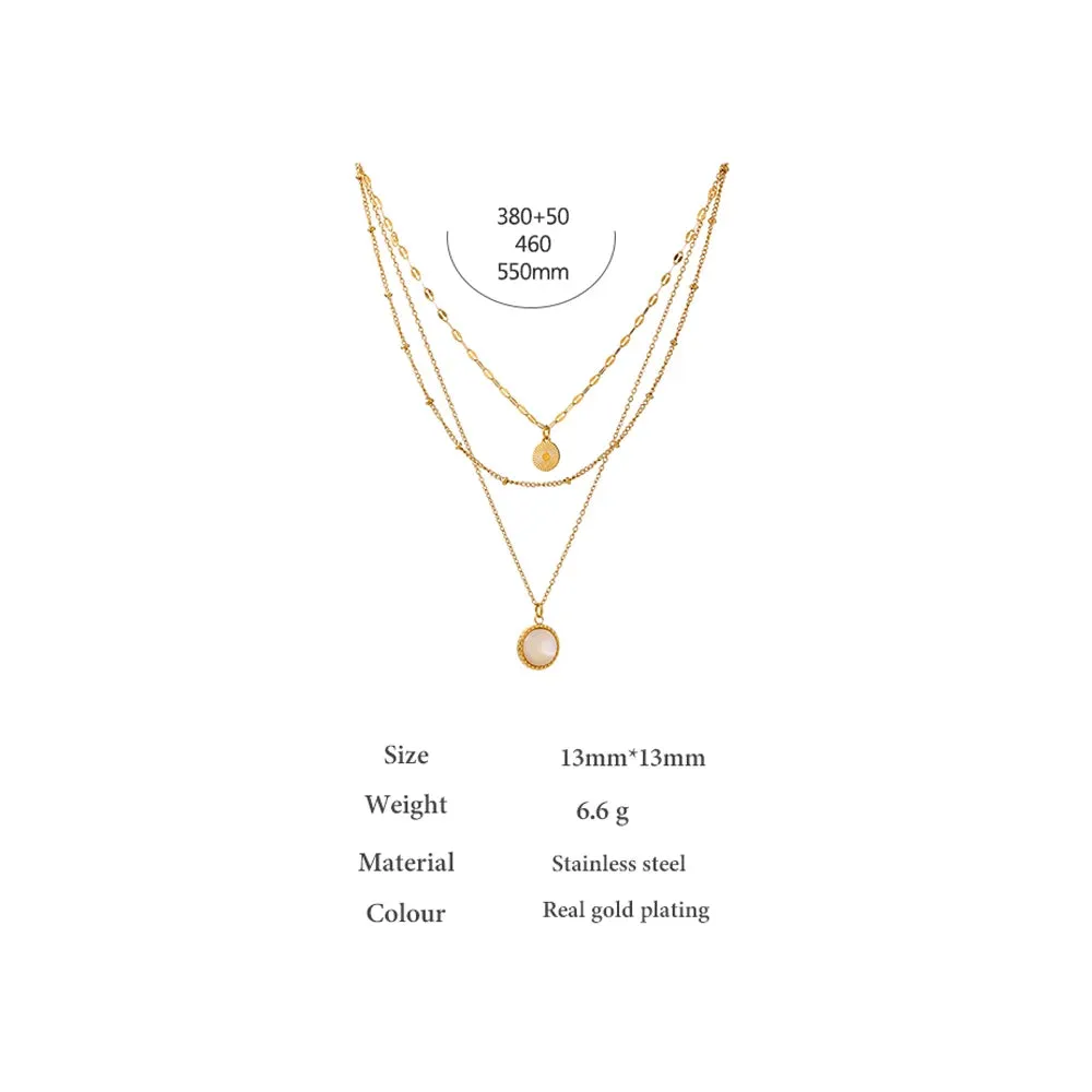 Yhpup Bohemian Round Pendant Stainless Steel Necklace for Women