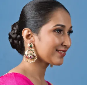 Zeenat Jadau Chandbali Earring - Multicolor